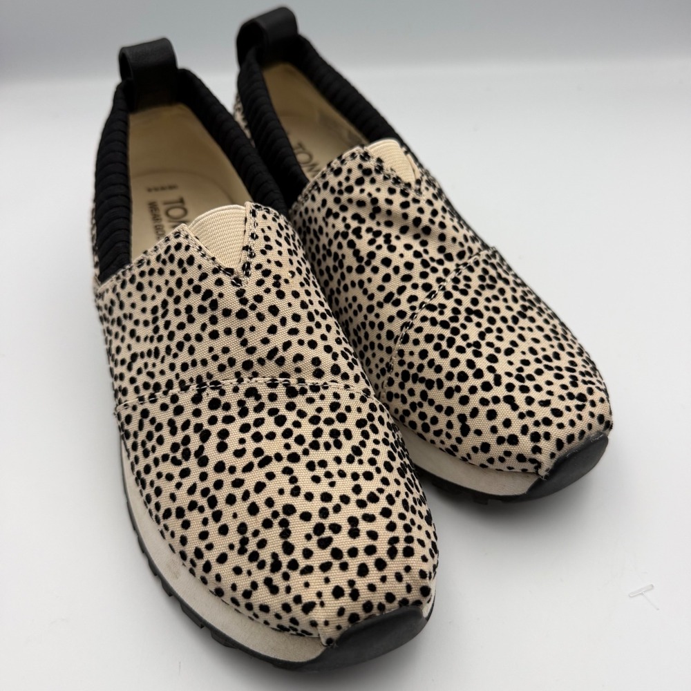 TOMS Mallow Mule Cheetah Animal Print Slip On Platform Sneakers Tan Black 6.5